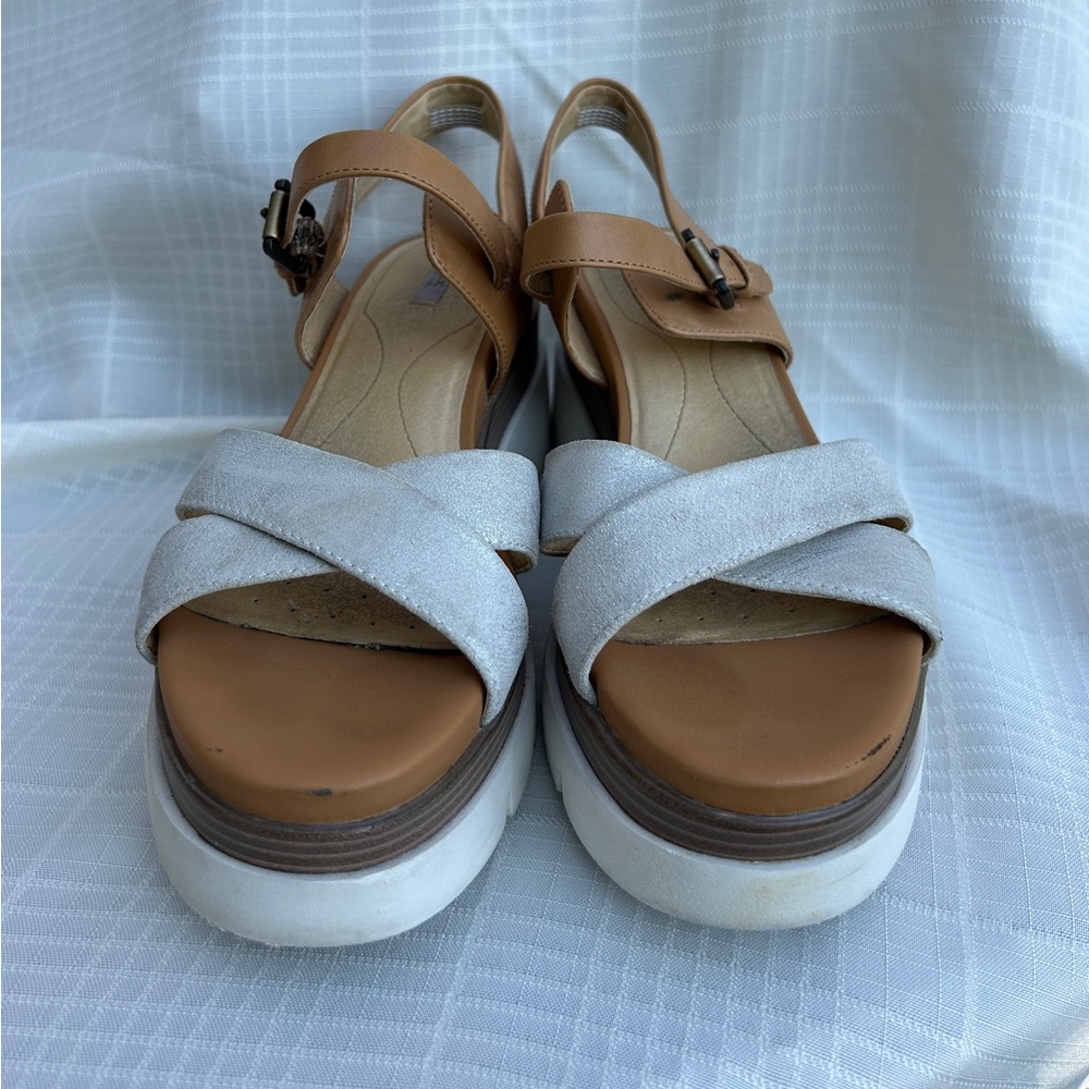 Geox Stylish Tan and White Women's Sandals sz8 - Picture 5 of 13